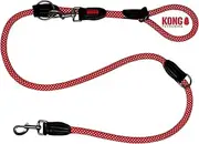 KONG 3-Way Adjustable Double Dog Lead in 2 m Length, for Large Dogs up to 50 kg, Size L, Running Lead for Dogs with 2 Robust Carabiner Hooks, High-Quality Rope Lead for Dogs in Red