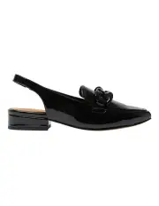 [Easy Steps] Domino Flat Shoes in Black Crinkle Patent Leather