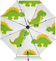 [RPLIFE] Windproof Travel Umbrella, Auto Open Close, Compact Umbrella Travel, Backpack Purse Portable, Ideal for Women, Cute Green Dino