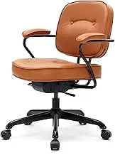 SIHOO L3D Office Chair Cover PU Leather Computer Seat Covers Stretch Rotating Chair Slipcover with Elastic Bottom Universal Chair Protectors for Rotating Boss Chair (Brown, Large)