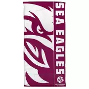 123690 MANLY SEA EAGLES NRL TEAM LOGO COLOURS COTTON BEACH TOWEL 75 X 150CM
