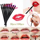 50pcs/100pcs Disposable Lip Brush Makeup Lipstick Gloss Wands Applicator Tool