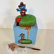Schleich Smurf Pen Set Cowboy and Horse Vintage 1982 NEW Rare Open Box