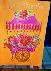GET WELL WISHES FOR YOU-embossed flowers & cart AMBASSADOR CARDS