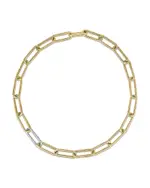 Roberto Coin 18K White & Yellow Gold Chains Diamond Paperclip Link Collar Necklace, 18