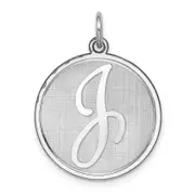 Sterling Silver Rhodium-Plated Brocaded Letter J Initial Charm
