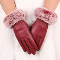 在飛比找蝦皮購物優惠-大U毛口~秋冬季女士皮手套刷毛加厚女士保暖手套PU皮保暖觸控