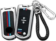 ontto Metal Car Key fob Cover case Fit for Mazda 2 3 5 6 M2 M3 M5 M6 CX5 CX-7 CX9 RX8 MX5 MPV Keyring Silicone Flip Key Shell Holder Bag Keychain Key Protector Accessories 2 Button Silver
