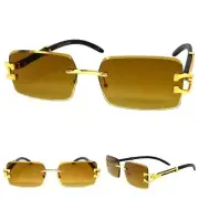Classy Elegant Sophisticated Stylish Modern Retro SUNGLASSES Rimless Gold Frame