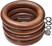 HomeElabador®38mm Wooden Curtain Hook Rings with Eyes Colour Coated (Oak, 24)