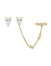 [SALLY SKOUFIS] Pure Diamonds Stud And Ear Cuff Set in Gold Plated