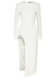 David Koma Crystal-embellished Crepe Midi Dress - White - 8 (UK8 / S) 8 (UK8 / S)