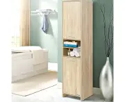Tall Bathroom Cabinet Storage 185cm Wooden Space Saving Eco Friendly Oak