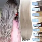 GREY# THICK Tape In 100% Remy Human Hair Extensions Full Head Skin Smooth Weft