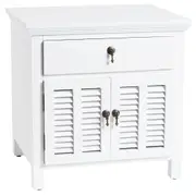 C&S Louvre Bedside Table in White