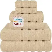 Bath Towel Set Premium Quality [Pack of 6] 100% Combed Cotton 600 GSM, Super Soft & Absorbent Fingertip Towels 2 Bath Towels, 2 Hand Towels, 2 Washcloths - [Worth $72.99] Beige