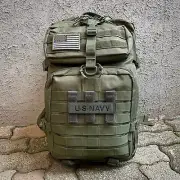 U.S. NAVY Military Bag Army Green 35L Backpack Removable USA Patches 17" Laptop
