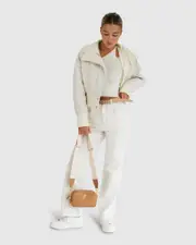[Belle & Bloom] Mad Love Cropped Bomber Jacket - Cream
