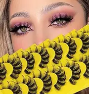 Mink Lashes Fluffy Cat Eye Russian Strip Lashes Manga Cosplay Eyelashes Anime D Curl Wispy Clear Band False Eyelashes 6D Lashes Pack