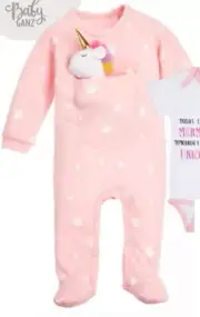 Pink Unicorn One Piece Pajamas with Feet and Plush Unicorn Toy