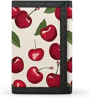 [HJKBCV] Red Cherry Pattern Trifold Wallet Credit Card Purse Portable Outdoor Sports Wallets Pocket Coin Wallet with Id Window for Men Women, style, One size, Style, One size