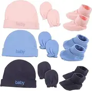 [MERRYHAPY] 3 Sets Newborn Beanie Hats Newborn Girl Mittens Newborn Mittens for Girl Newborn Hats Newborn Hats for Turban Hats Hats Gloves Socks for Cotton