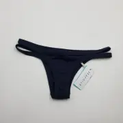Seafolly's Inka Rib Brazilian Bikini Pant in Navy Size 4