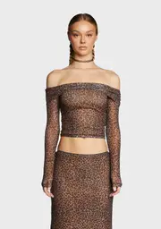 [Motel] Nagini Long Sleeve Bardot Top