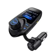 Bluetooth Radio Adapter, FM Transmitter Car Kit with Built-in HD Mic USB Port