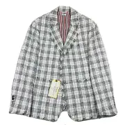 Thom Browne Patch Pocket Gingham Check Tweed Frayed Oversized Sack Jacket 3 NWT