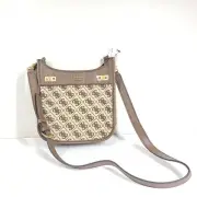 Guess Women's Katey Jacquard Mini Hobo Bag Crossbody Monogram Print Brown