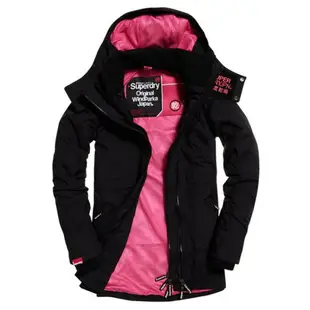 極度乾燥 Superdry 跩狗嚴選 Parka 黑桃紅 防風 長版 大衣 風衣 外套 格紋縫線 網眼內襯