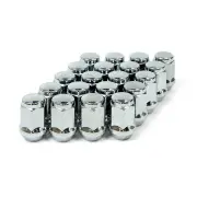 SAAS Wheel Nuts Flat Head Bulge 1/2 Inch Chrome Finish 35mm Length Pack of 20