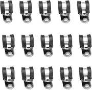 15PCS Rubber Lined P Clips Hose Pipe Clamp Stainless Steel for Tube Pipe or Wire Cord