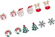[jojofuny] 12pcs Christmas Theme Silver Snowflake Earrings Gold Bow for Women Christmas Party Ear Ornament Australia