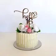 Acrylic Rose Gold 'hello 16' Birthday Cake Topper