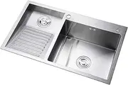 Bathroom Double Bowl Laundry Sink, Household Stainless Steel Wash Basin Double Bowl Sink with Washboard, Laundry Pool Easy to Clean for Balcony (Faucet not Included) (Size : 80x48x22cm)