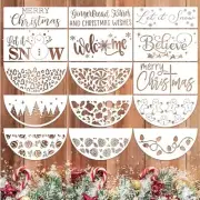 15pc Christmas Stencils for Crafts Reusable Half Round Drawing Stencil Merry, T5