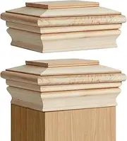 2 Pieces Wooden Post Caps Classic Cedar 4 x 4 Wood Post Caps Wood Fence Newel Post Mounting Kit Resistant Post Cover for Indoor Outdoor Fence Mailboxes Decks