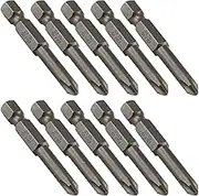 10Pcs Phillips Screwdriver Bits 1/4 Inch Hex Shank S2 Steel Magnetic Phillips Bits, 5.0mm Dia. PH2, 2 Inch Length