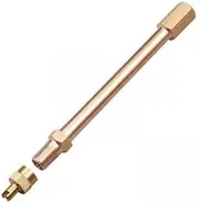 2xSchrader Valve Stem Extender Tire Valve Stem Extension Adaptor Inflation Straight Bore for Motorcycle Balae Bike Truck, Gold, 3 Pcs