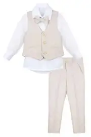 Boys Formal Suit Set Vest, Pants, Tie, and Dress Shirt 4 Piece Set 6 to 12 Years
