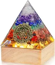 Handmade Orgone Gemstone Pyramid,Crystal Stone Pyramids for Meditaion,Yoga,Reiki,Office and Home Decor,Energy Generator(7 Chakra)