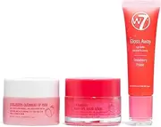 W7 Sweet Dreams Lip Care Trio - 3 Piece Gift Set - Overnight Lip Mask, Lip Balm & Lip Scrub - Strawberry