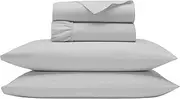 Real 600 Thread Count, 100% Organic Cotton Sheet Set [4 PC- Twin Size, Silver Color] Bedsheet Sets, Fit Extra DEEP 25" Deep Pockets
