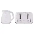 Westinghouse 1.7L Kettle & 4 Slice Toaster Pack White/Silver Wave Pattern