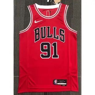 熱賣球衣 2022 NBA球衣芝加哥公牛隊91#羅德曼紅75週年籃球球衣