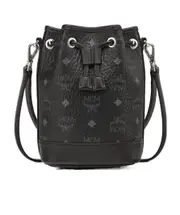 MCM Allover Dessau Monogram Print Drawstring Mini Bucket Bag One size Black