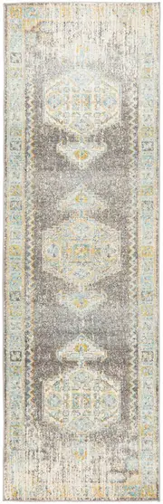 Celine Grey Medallion Distressed Hallway Runner