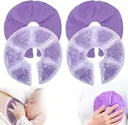 Breast Ice Pack, 2 Pack Hot Cold Breast Feeding Gel Pads for Breastfeeding, Pain After Breast Surgery Nursing Pain Relief for Mastitis, Engorgement, Reusable Freezable Microwavable